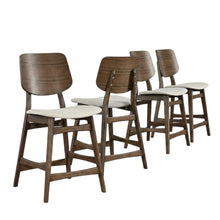 Solid Wood Upholstered Counter Height Bar Stools with Backs, Set of 6