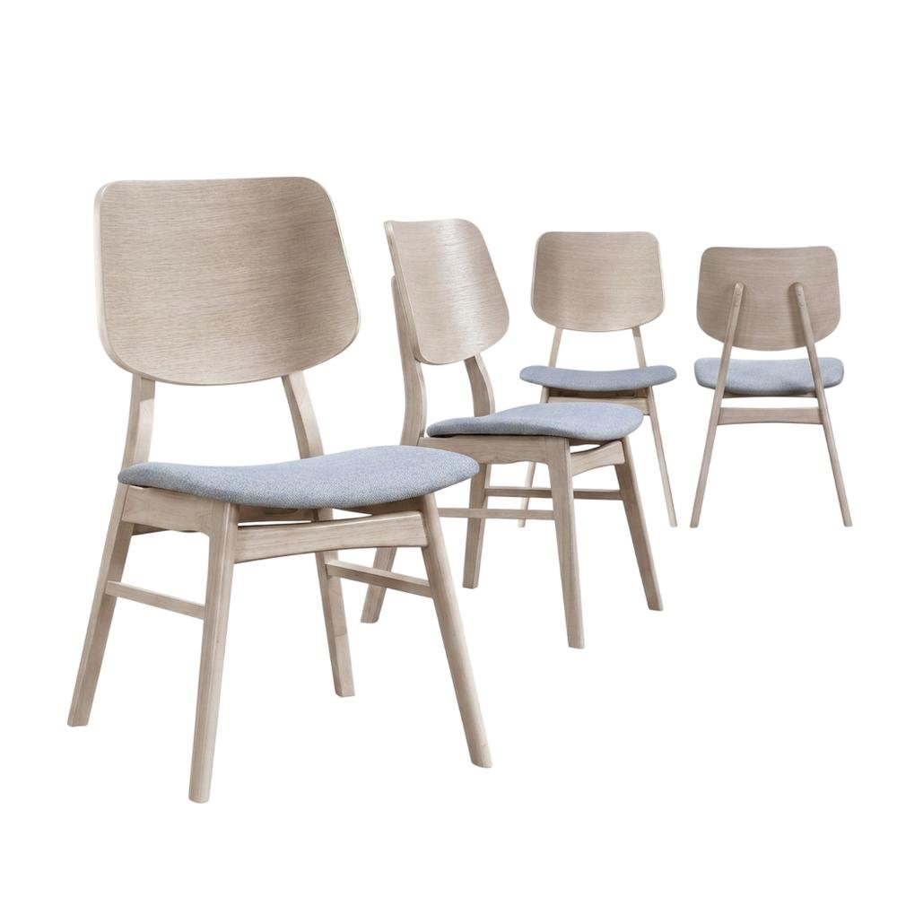 Solid Wood Upholstered Dining Chairs for Kitchen and Dining Room, Gray, Set of 4