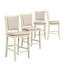Solid Wood Counter Height Bar Stools with Polyester Upholstered Seats, Set of 4