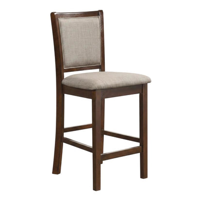 Solid Wood Counter Height Bar Stools with Polyester Upholstered Seats, Set of 4