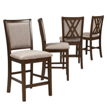 Solid Wood Counter Height Bar Stools with Polyester Upholstered Seats, Set of 4