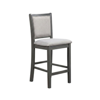 Solid Wood Counter Height Bar Stools with Polyester Upholstered Seats, Set of 4