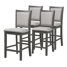 Solid Wood Counter Height Bar Stools with Polyester Upholstered Seats, Set of 4