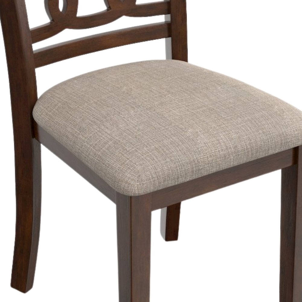 Cherry Brown 5-Piece Wood Round Dining Set, Traditional Finish
