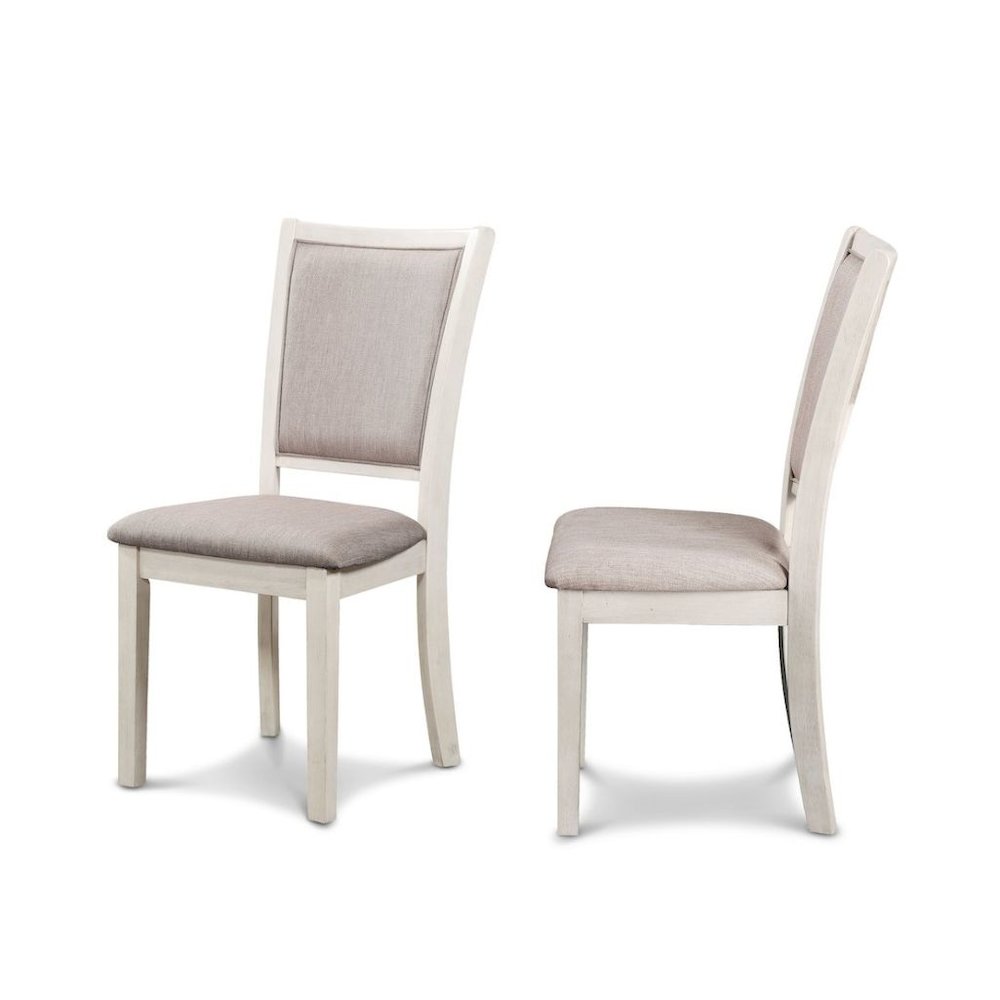 Beige Farmhouse 5 Piece Dining Table Set with Round Kitchen Table, Chairs for 4