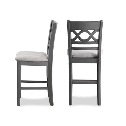 Gray Round Kitchen Table and Chairs for 4, Farmhouse 5 Piece Dining Set