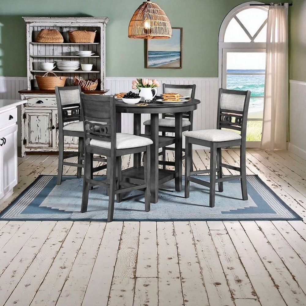 Gray Wood Dining Table Set for 4 – Kitchen Table Chairs Set of 5-pcs