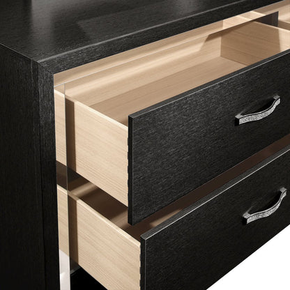 Huxley Wood 6-Drawer Dresser with Mirror, Black