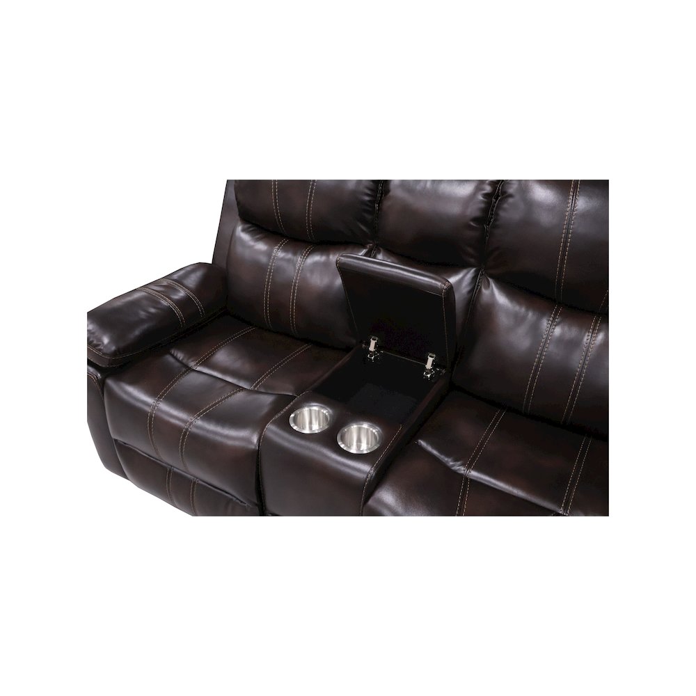 Kellen 2-Piece Faux Leather Manual Living Room Set, Brown