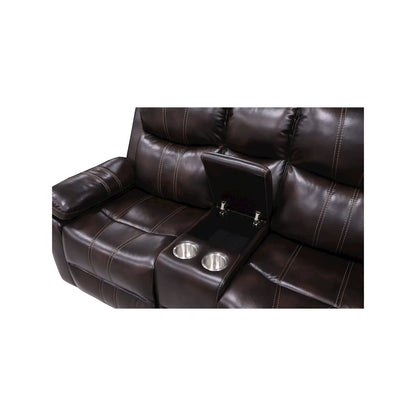 Kellen 2-Piece Faux Leather Manual Living Room Set, Brown