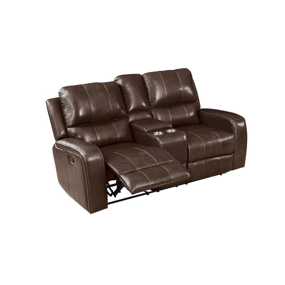 Linton 3-Piece Leather Manual Living Room Set, Brown
