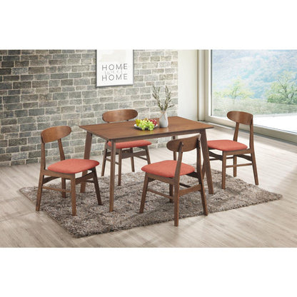 Furniture Morocco 5-Piece Mid-Century Wood Dining Set in Orange