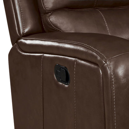 Linton 3-Piece Leather Manual Living Room Set, Brown