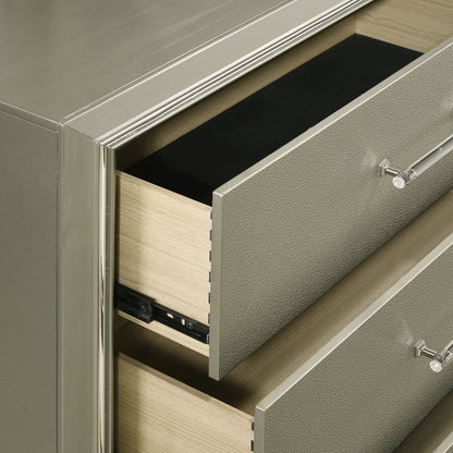 Lumina Wood 6-Drawer Dresser with Mirror in Silver