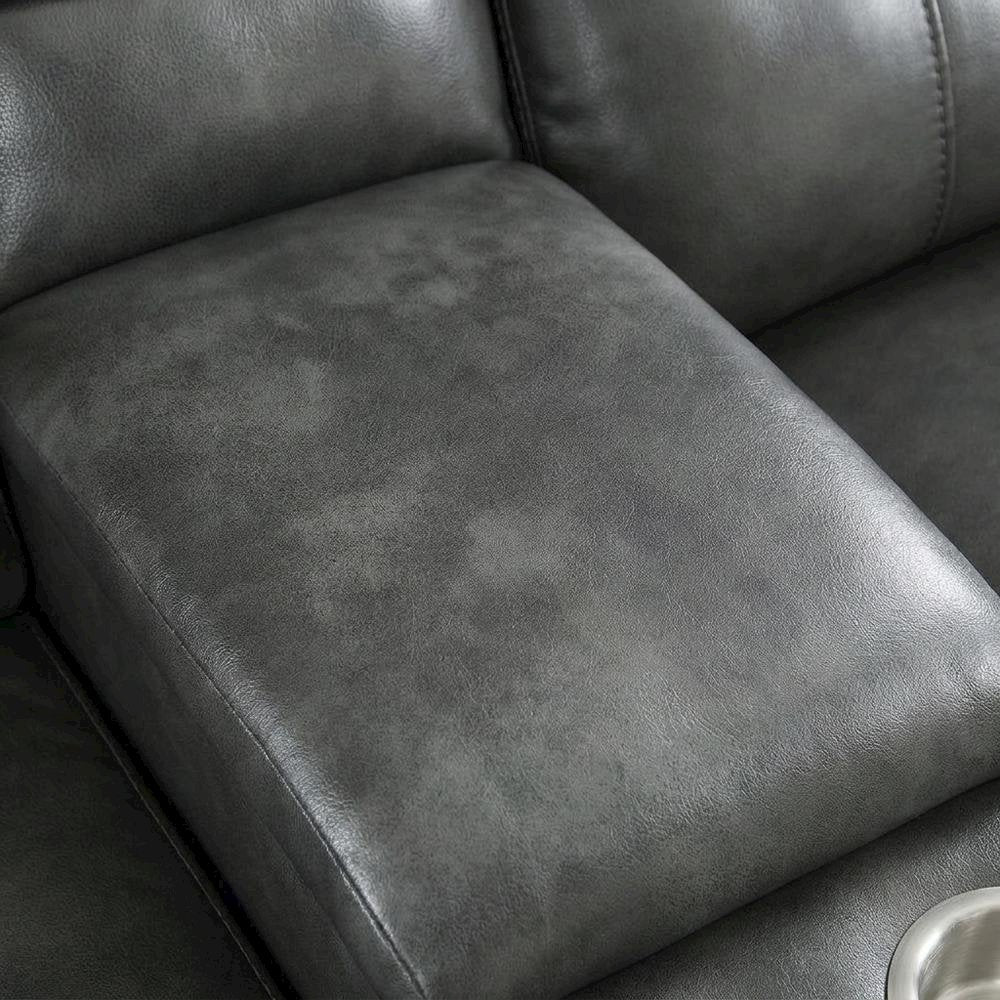 Leather Power Reclining Loveseat with Console, Upholstered Love Seat, Grey