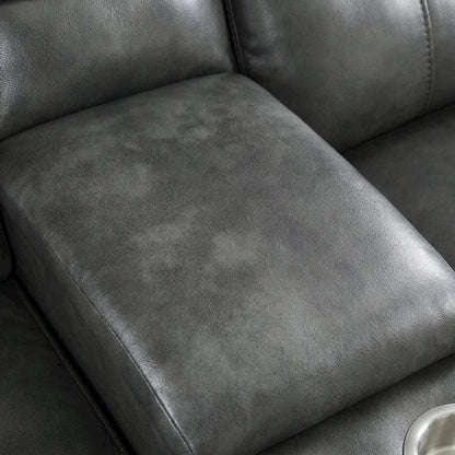 Leather Power Reclining Loveseat with Console, Upholstered Love Seat, Grey