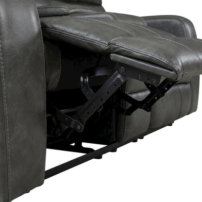 Leather Power Reclining Loveseat with Console, Upholstered Love Seat, Grey