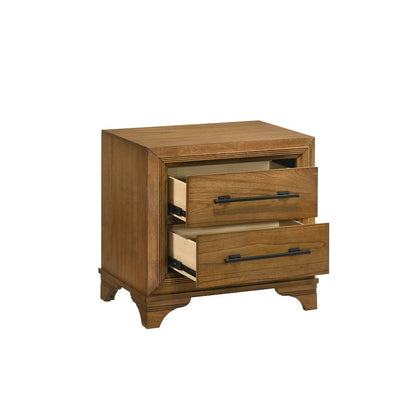 Talcott 4Pc Wood King Bedroom Set, Nightstand in Honey/Brown