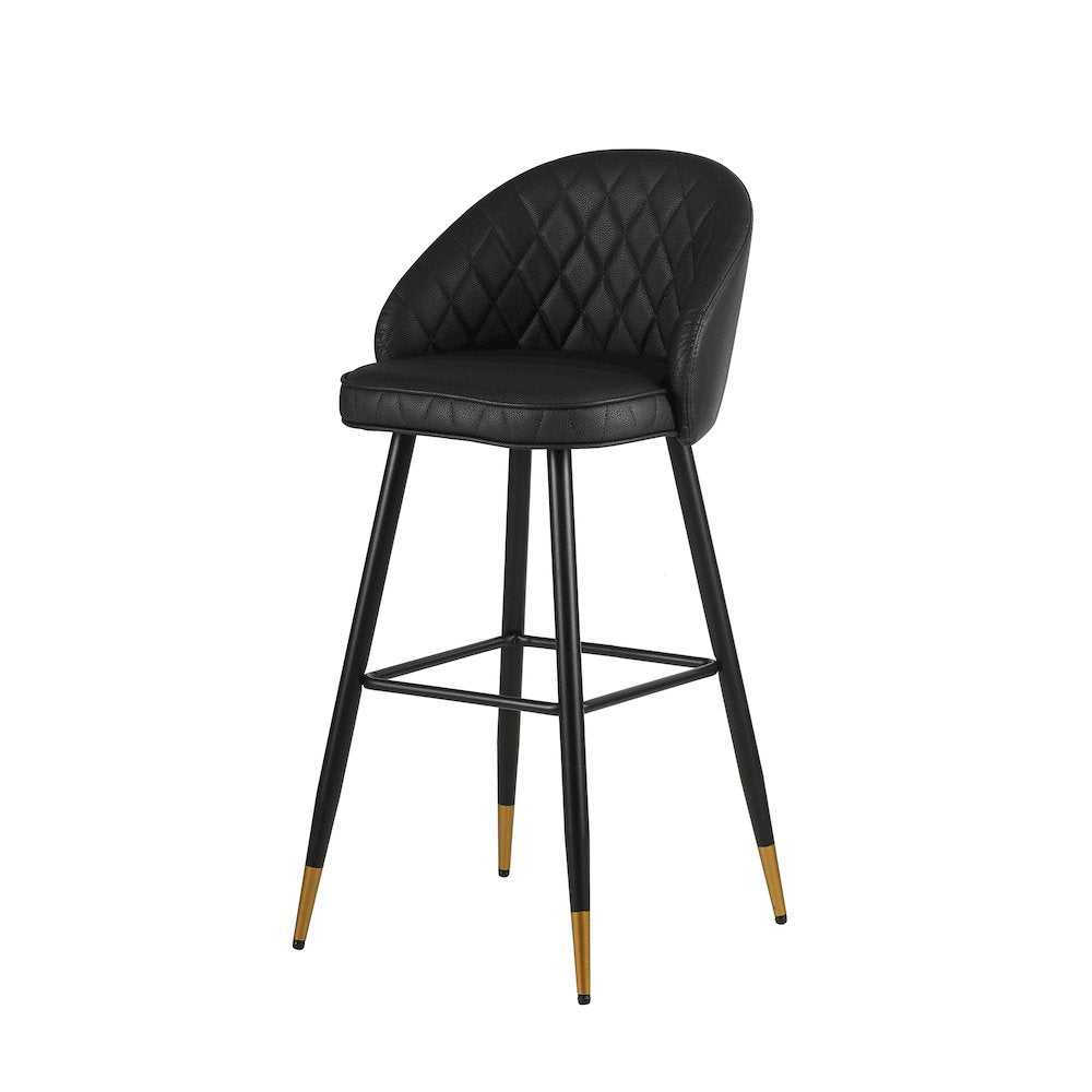 New Classic Furniture Oliver Vegan Leather Bar Chair in Black (Set of 4)