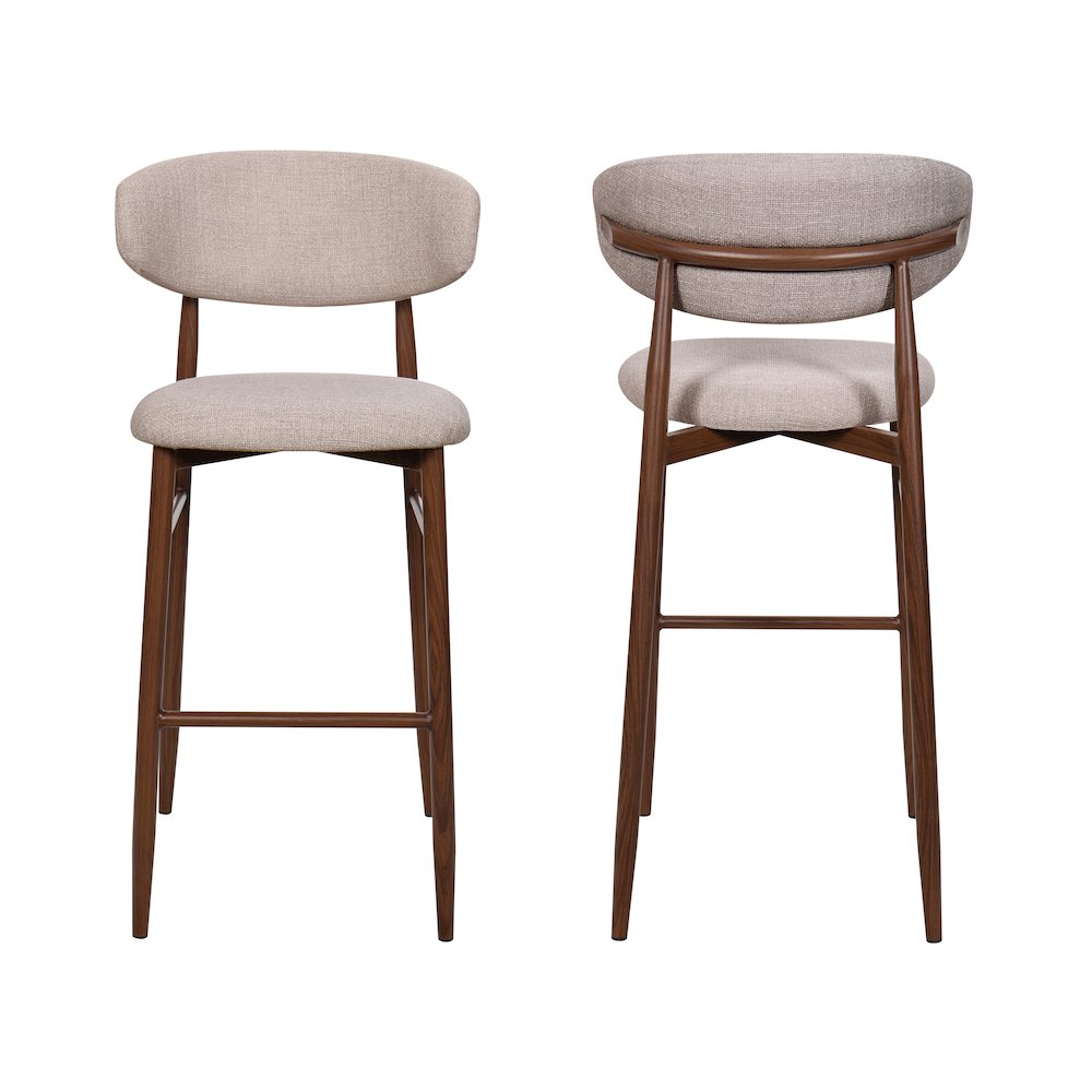 Royce Metal & Fabric Bar Chair (Set of 2), Toast