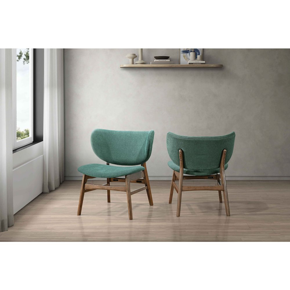 Adler 2-Piece Wood & Fabric Lounge Chair in Green
