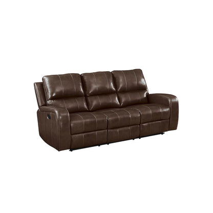 Linton 3-Piece Leather Manual Living Room Set, Brown