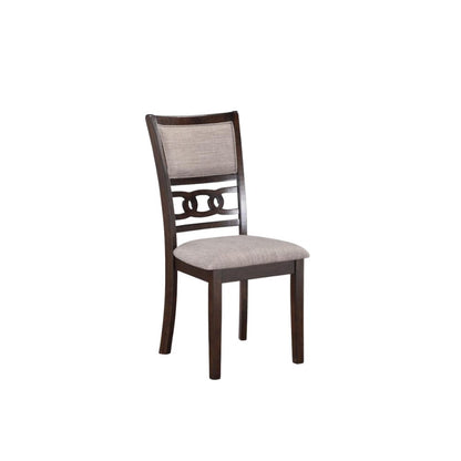 Wood Dining Chair Set of 4 Cherry Brown Fabric