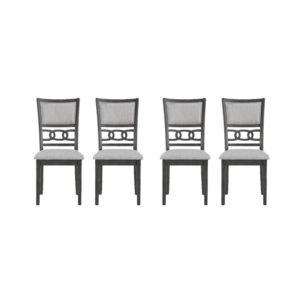 Solid Wood Dining Chair Set of 4 Fabric Seat Contemporary Gray Style