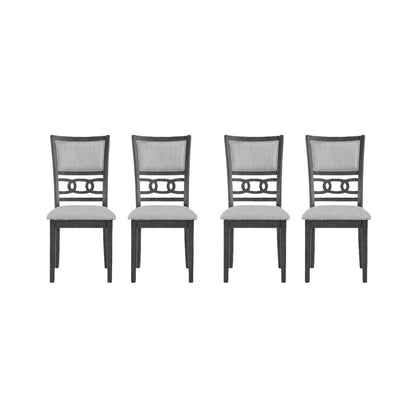 Solid Wood Dining Chair Set of 4 Fabric Seat Contemporary Gray Style