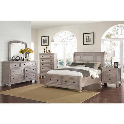 Furniture Allegra 5-Piece King Wood Bedroom Set in Pewter