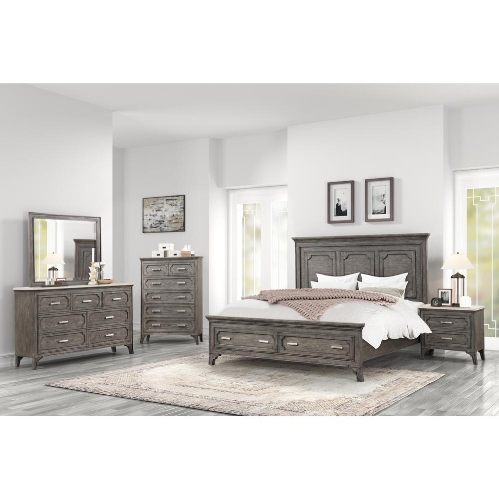 Lisbon Marble Top Nightstand-Gray