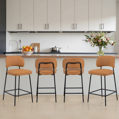 New Classic Furniture Blythe Vegan Leather Counter Chair in Orange (Set of 4)