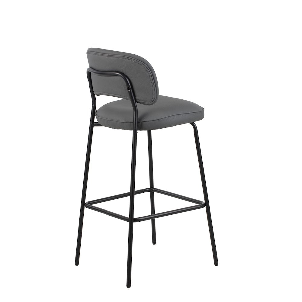 Blythe Vegan Leather Bar Chair in Gray (Set of 2)