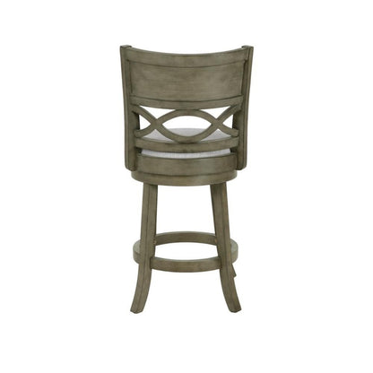 24-Inch Solid Wood Counter Stool 360 Swivel Fabric Seat Ant Gray