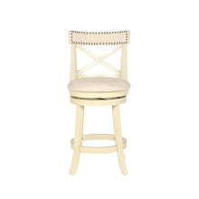 24-Inch Wood Counter Stool 360 Swivel Fabric Seat Ant White