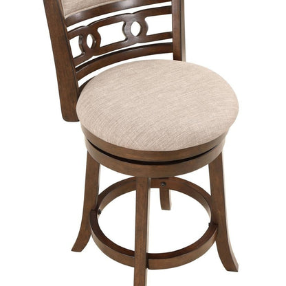 24-Inch Wood Swivel Counter Stool Cherry Brown Fabric