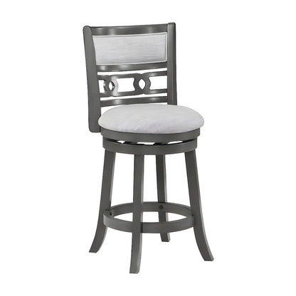 Solid Wood Swivel Counter Stool with Fabric Seat for Kitchen Island, Gray