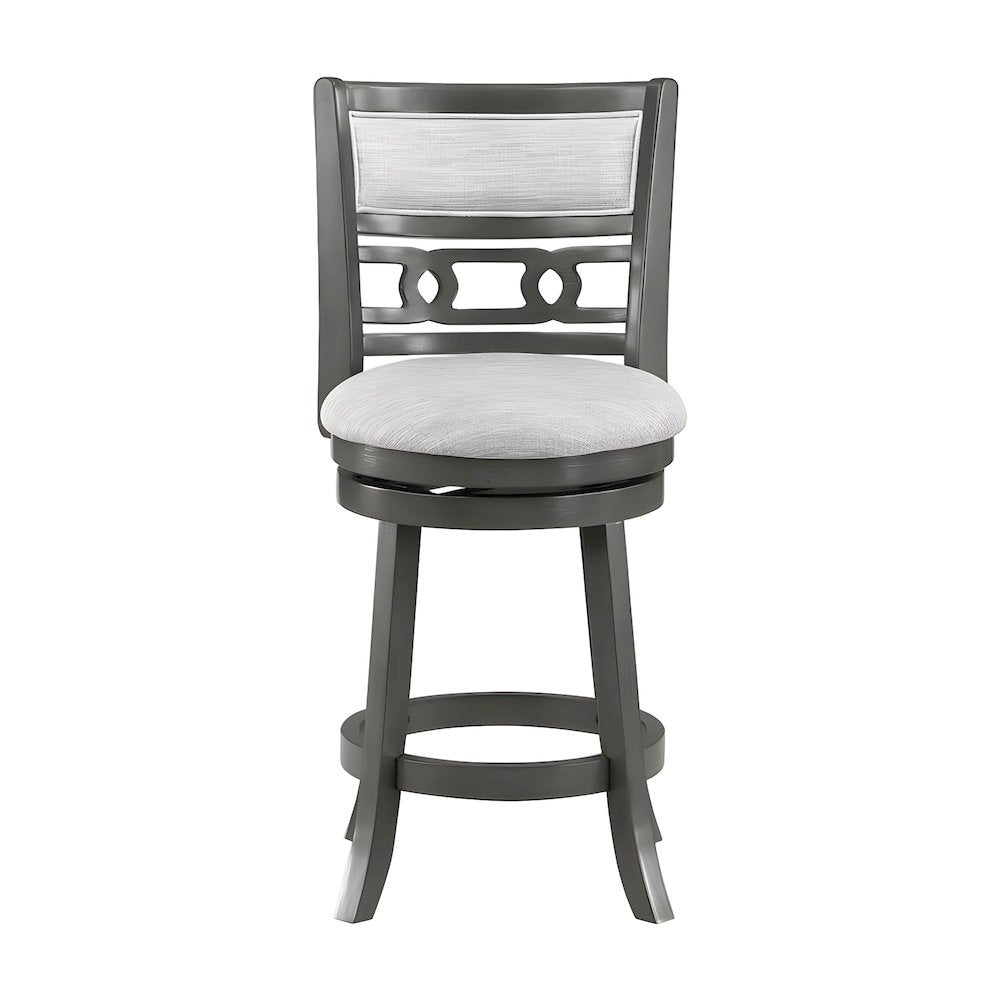 Solid Wood Swivel Counter Stool with Fabric Seat for Kitchen Island, Gray