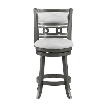 Solid Wood Swivel Counter Stool with Fabric Seat for Kitchen Island, Gray