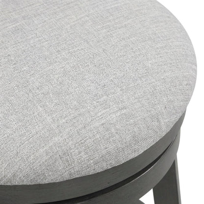 Solid Wood Swivel Counter Stool with Fabric Seat for Kitchen Island, Gray