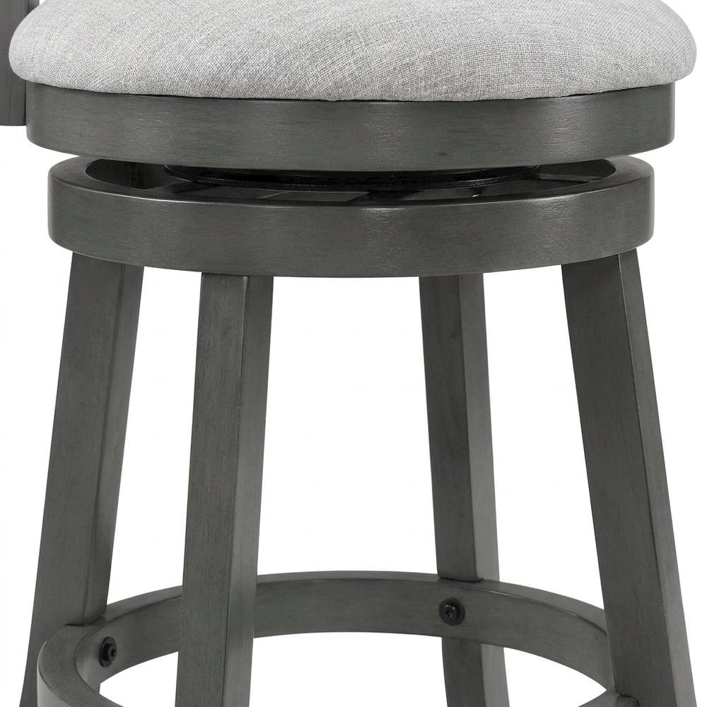 Solid Wood Swivel Counter Stool with Fabric Seat for Kitchen Island, Gray
