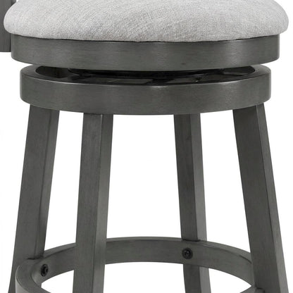 Solid Wood Swivel Counter Stool with Fabric Seat for Kitchen Island, Gray