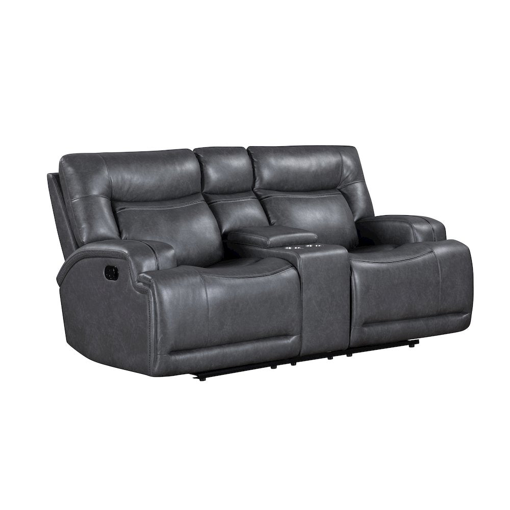 Titan 2-Piece Faux Leather Manual Living Room Set, Gray