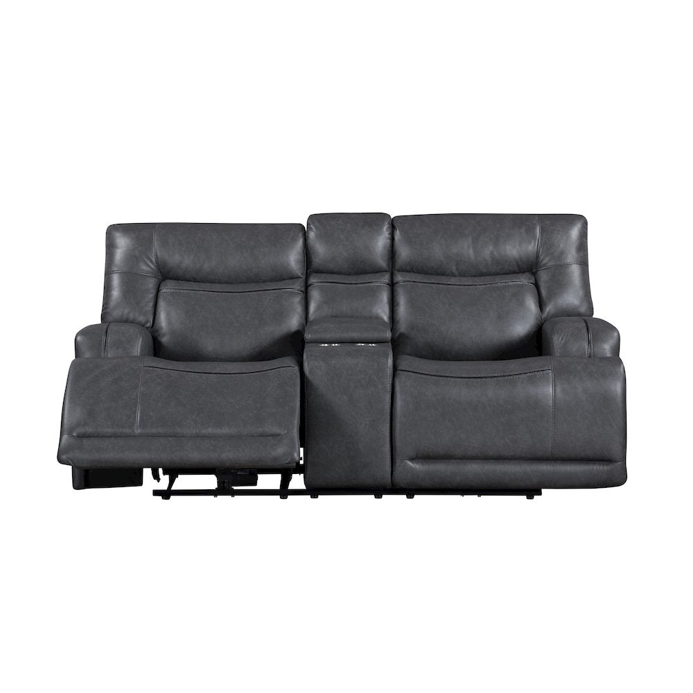 Titan 2-Piece Faux Leather Manual Living Room Set, Gray