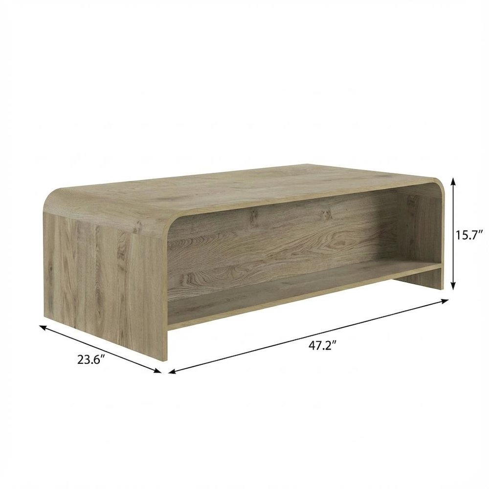 Authentic Wood Rectangular Coffee Table with Sturdy Frame and Smooth Finish
