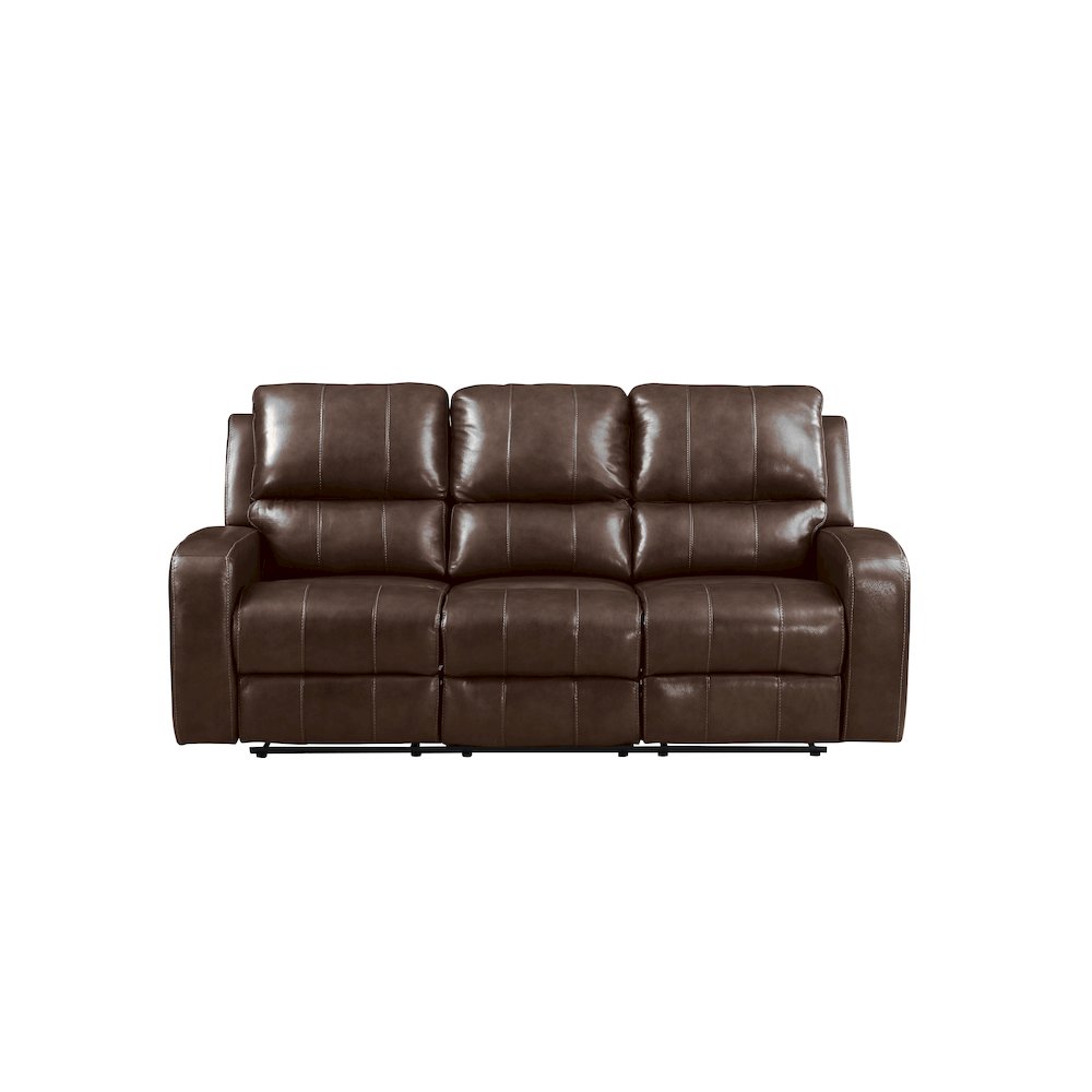 Linton 3-Piece Leather Manual Living Room Set, Brown