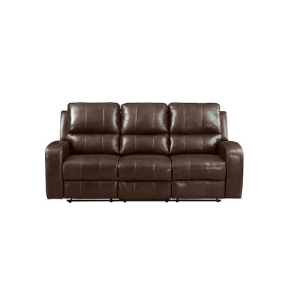 Linton 3-Piece Leather Manual Living Room Set, Brown