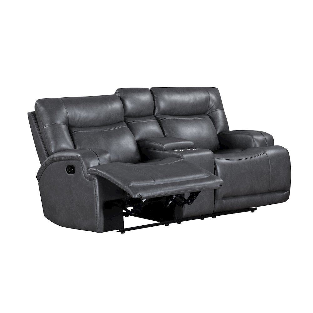 Titan 2-Piece Faux Leather Manual Living Room Set, Gray