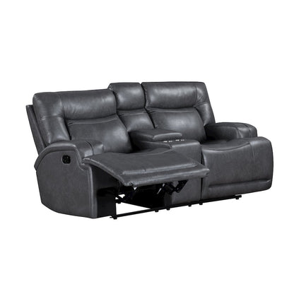 Titan 2-Piece Faux Leather Manual Living Room Set, Gray
