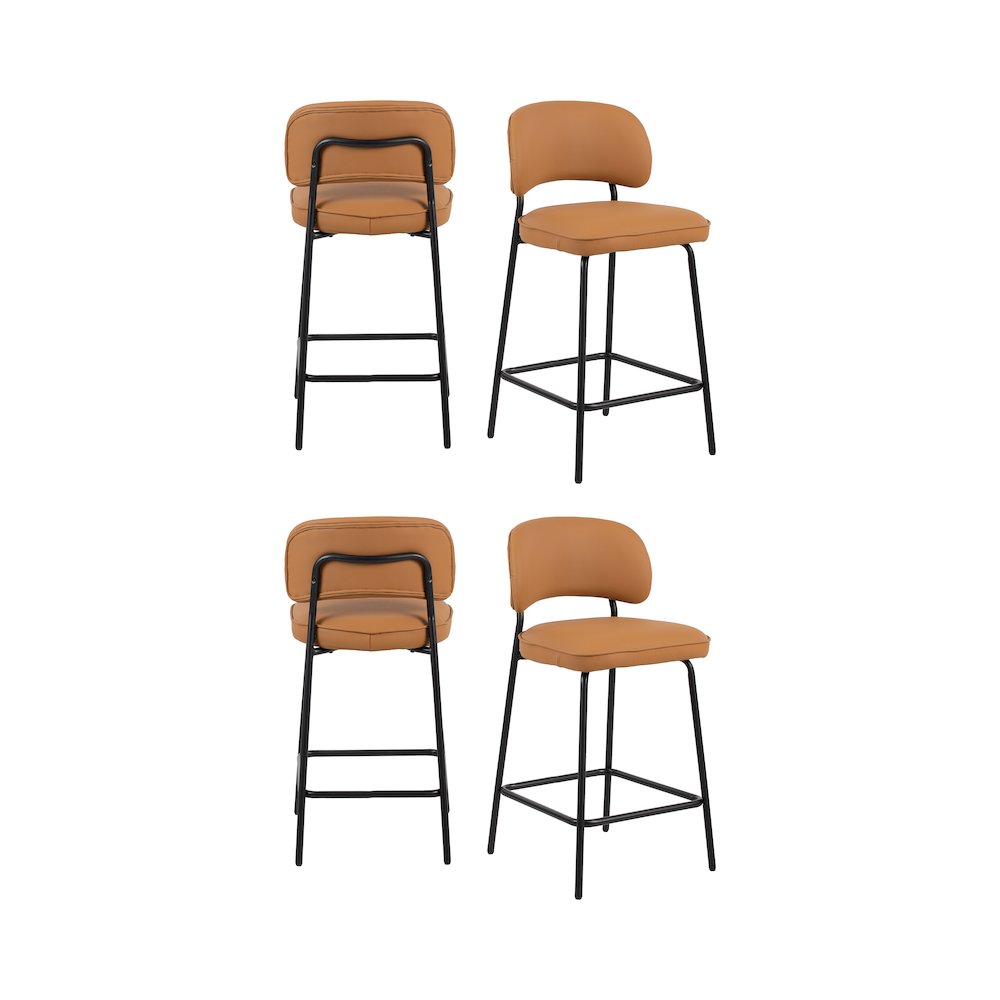 New Classic Furniture Blythe Vegan Leather Counter Chair in Orange (Set of 4)